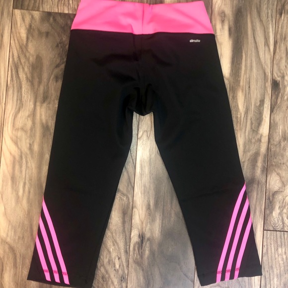 Adidas workout capris. Black and pink. - Picture 3 of 3